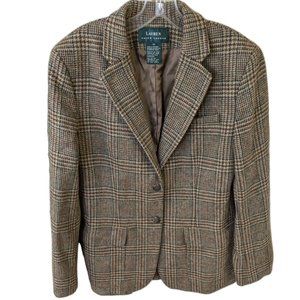 Vintage Ralph Lauren Plaid Tweed Wool Riding Equestrian Blazer Jacket 10